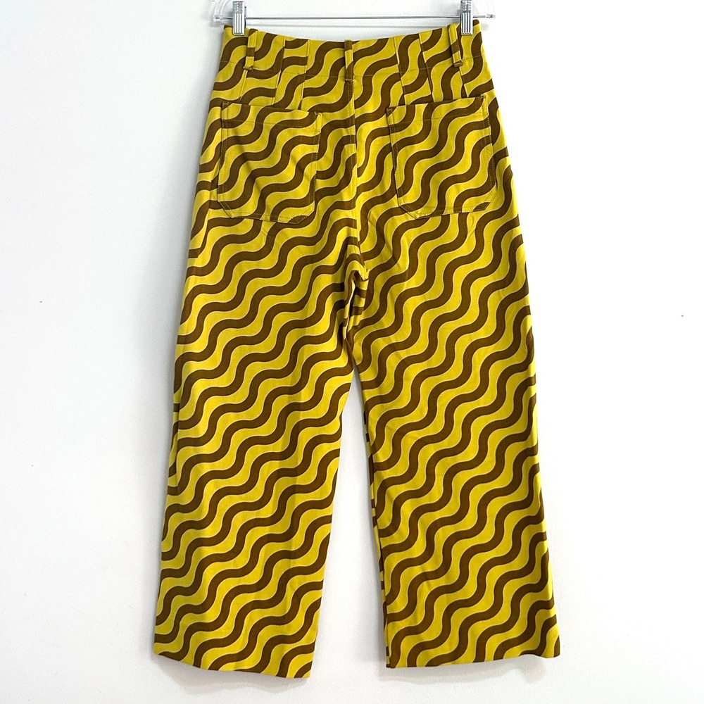 Anthropologie Maeve Colette Pants 29 Wave Print High Rise Wide Leg Crop - Picture 3 of 11